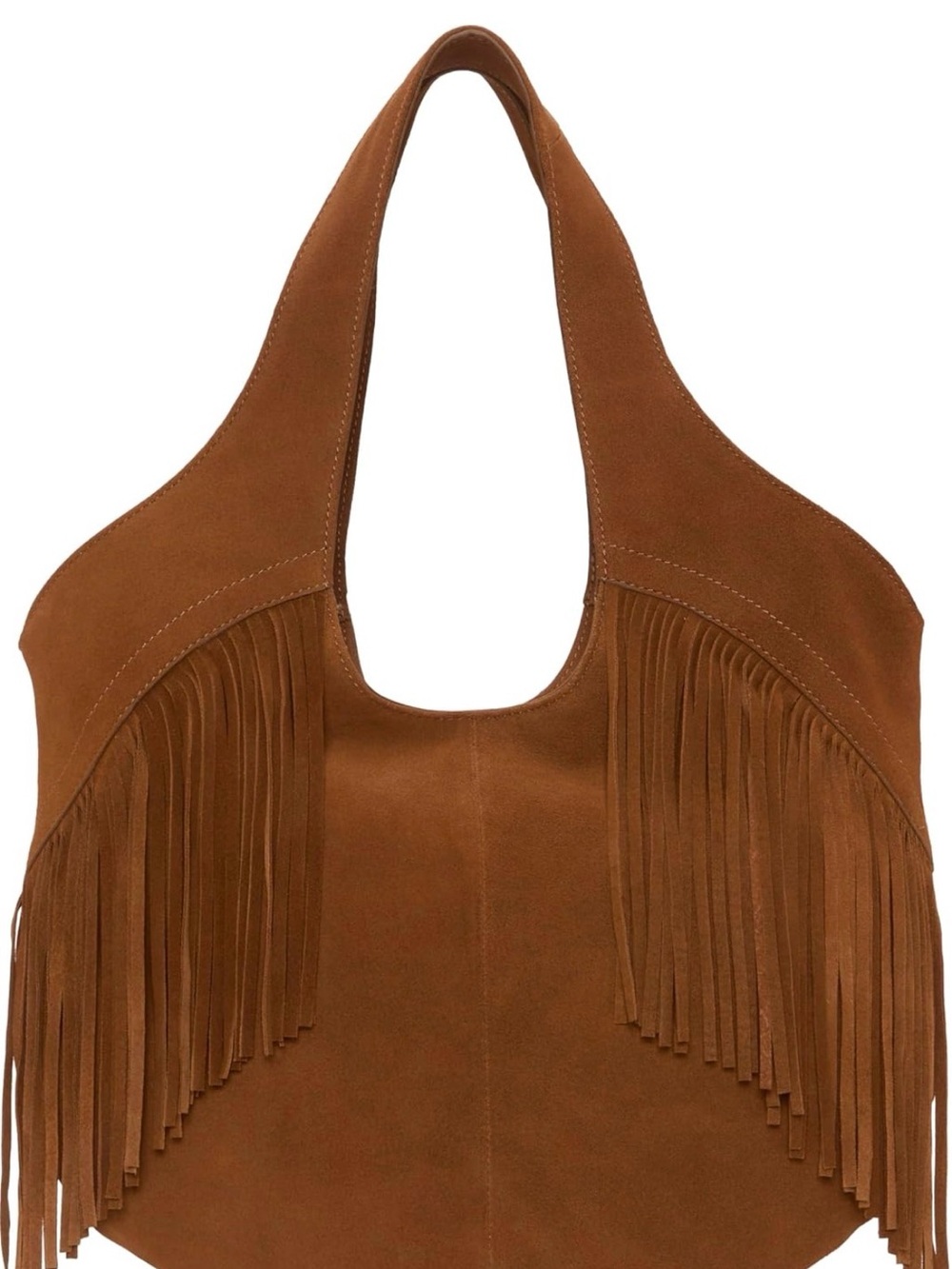 Lucky Brand Suede Fringe Tote in Tan Brown